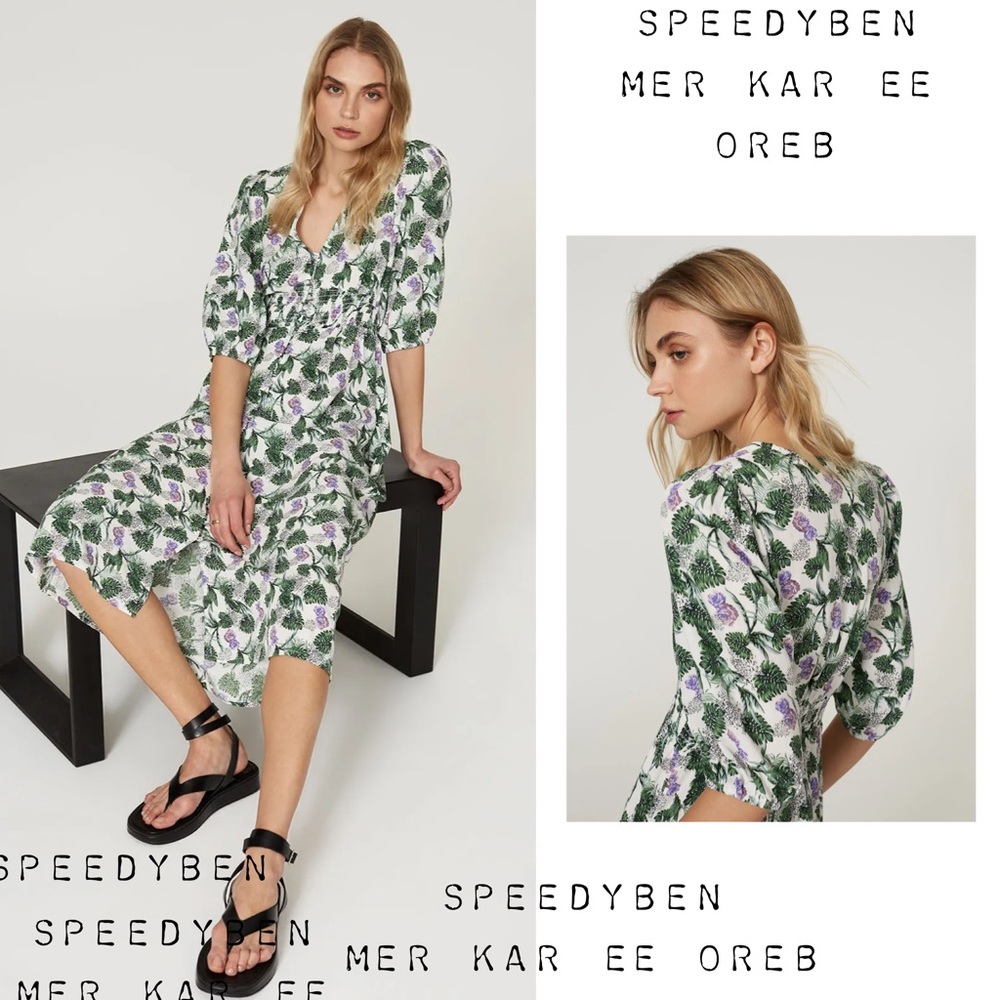 MAJE Romantica Floral Midi Dress FR 38